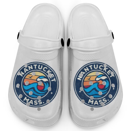 Nantucket Massachusetts Ma Nautical Waves Clogs