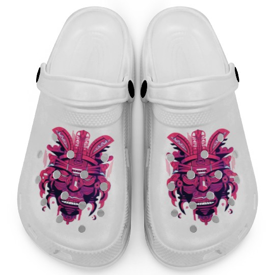 Ancient Aztec Mask in magenta Clogs