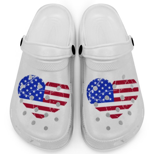 Love America Flag Independence Day USA Patriots Clogs