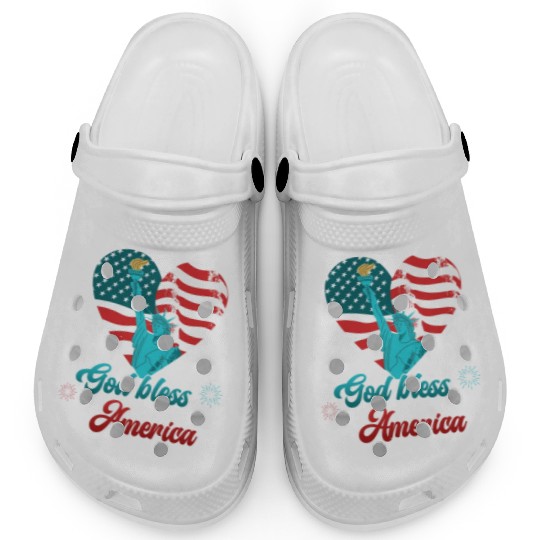 God Bless America Independence Day 4th July USA Clogs