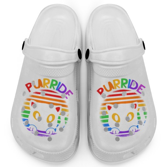 Purride Ally Cat Rainbow LGBT Pride Month Feline Clogs