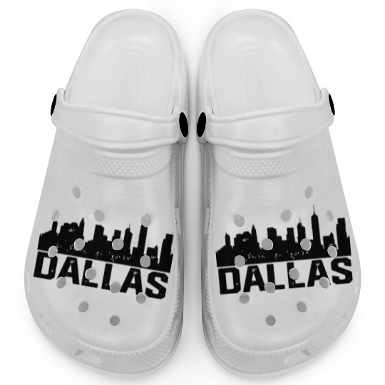 Dallas Skyline, Black Dallas Texas TX City Clogs