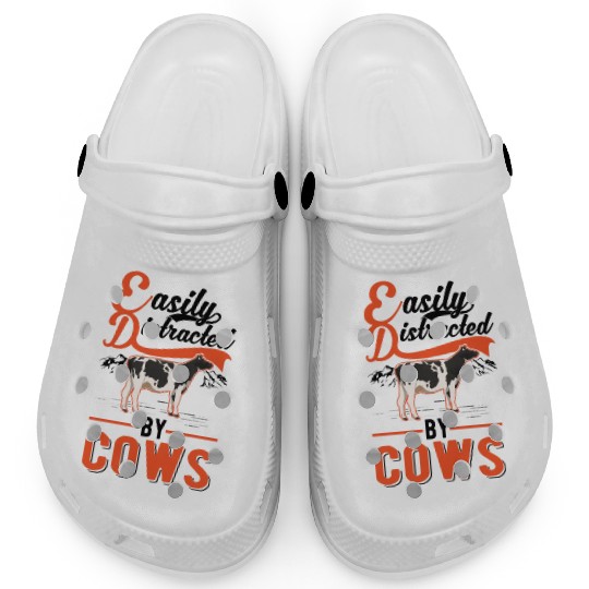Easily Distracted By Cows Cow Cattle Breeder Clogs