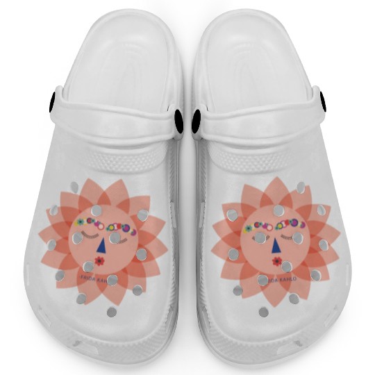 Colorful Cute Funny Sun Frida Kahlo Portrait Viva Clogs