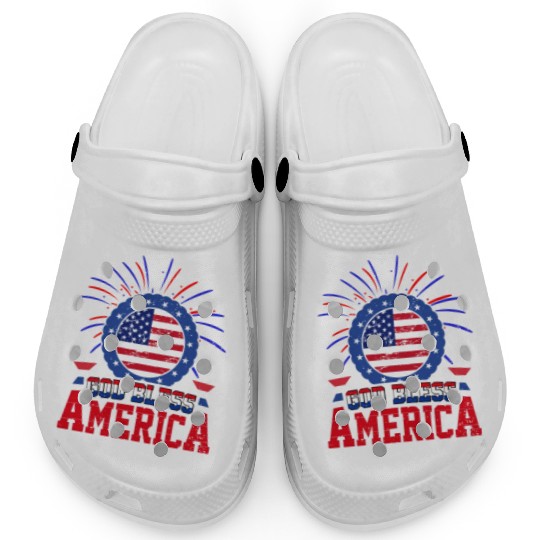 God Bless America Independence Day USA Patriot Clogs