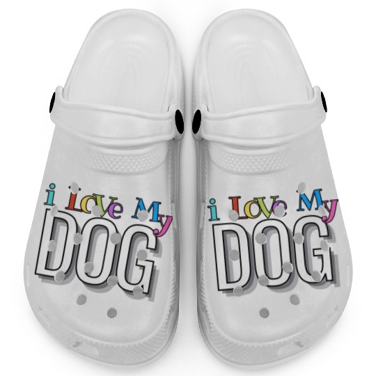 I Love My Dog blue Clogs