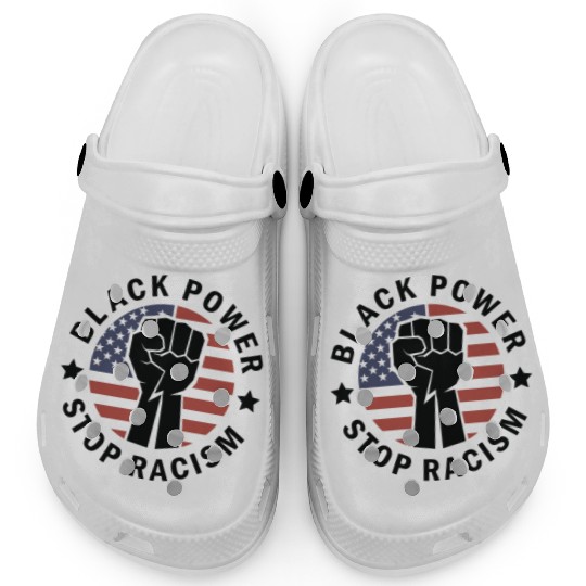 Black Power Stop Racism Clogs