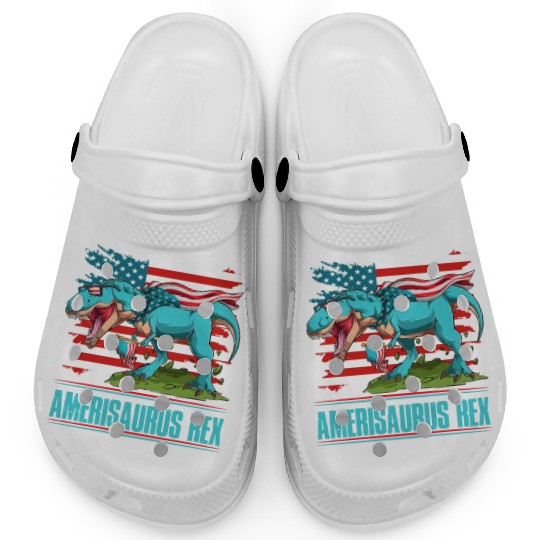 Amerisaurus Rex Independence Day USA Party Clogs