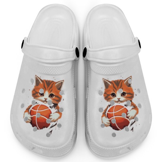 Basketball Cat Basketball Player I Love Basketball Clogs