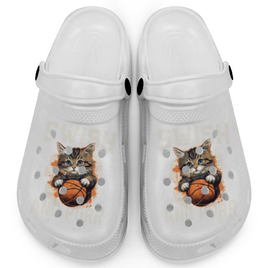 Basketball Cat Basketball Player I Love Basketball Clogs