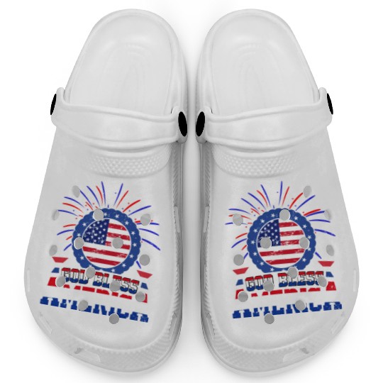 God Bless America Independence Day USA Patriot Clogs
