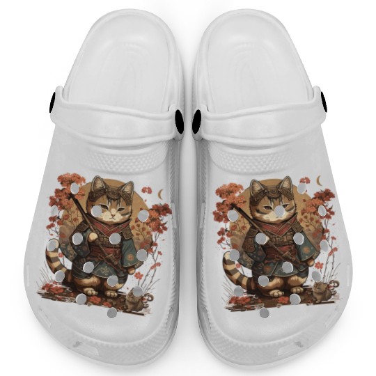 Samurai Cat Warrior Japanese Ninja Cat Kawaii Clogs