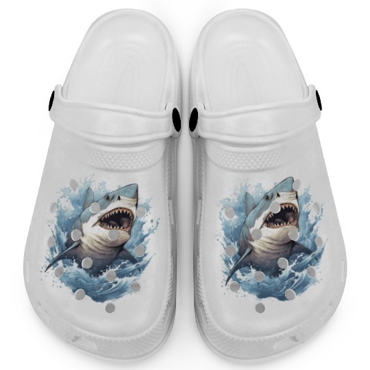 Captivating Shark Depiction Clogs
