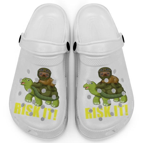 Funny Sloth Racing On Turtle Risk It trending Clogs