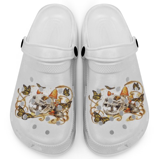 Cat Skull And Butterflies Clogs