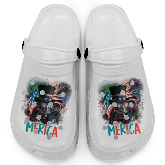 Merica Lincoln Independence Day Party 4th July Clogs
