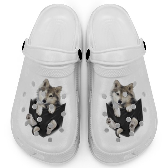 Wolf White Pup In Pocket Wolves Clogs