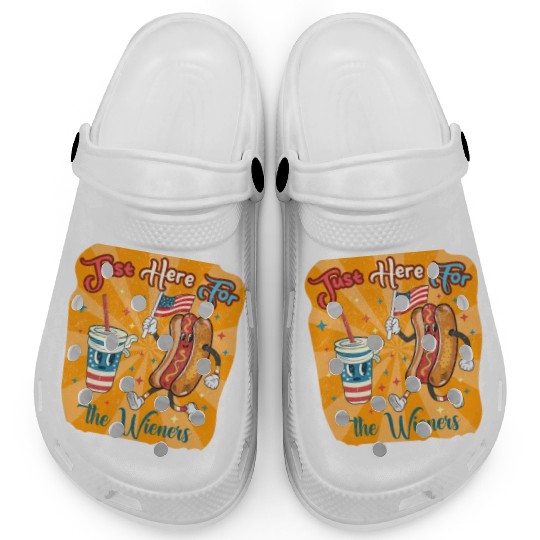 I'm Just Here For The Wieners Cartoon Hot Dog 4Th Clogs
