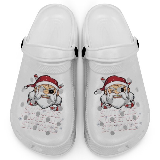 Snitches Get Stitches Santa Hat Funny Santa Pirate Clogs