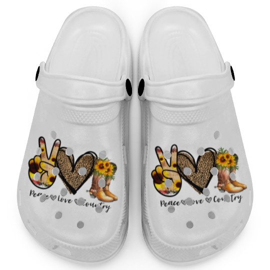 Sunflower Peace Love Country Cowgirl Midwest Boot Clogs