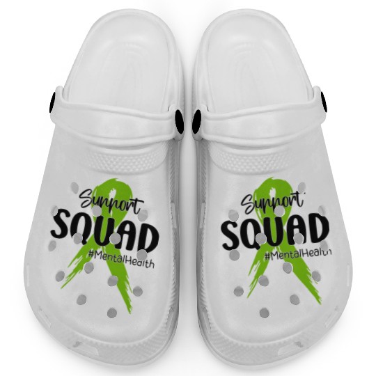 Support Squad Mental Health Awareness Lime Green Clogs