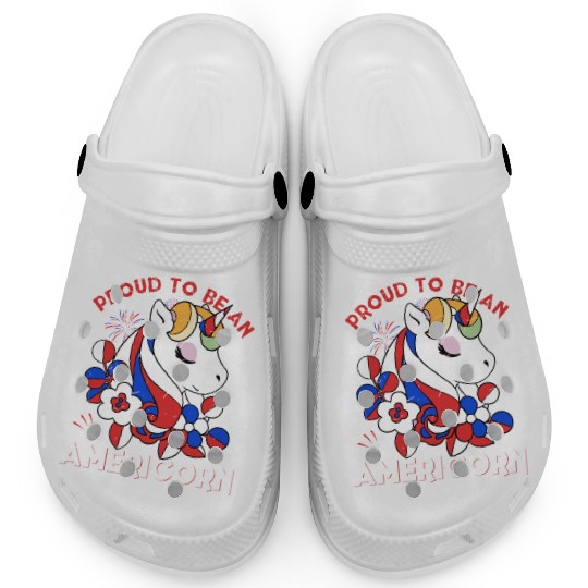 Proud to be an Americorn Unicorn Independence Day Clogs