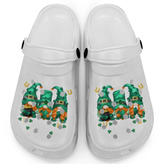 Three Gnomes Holding Shamrock This Loves St Pattys Clogs