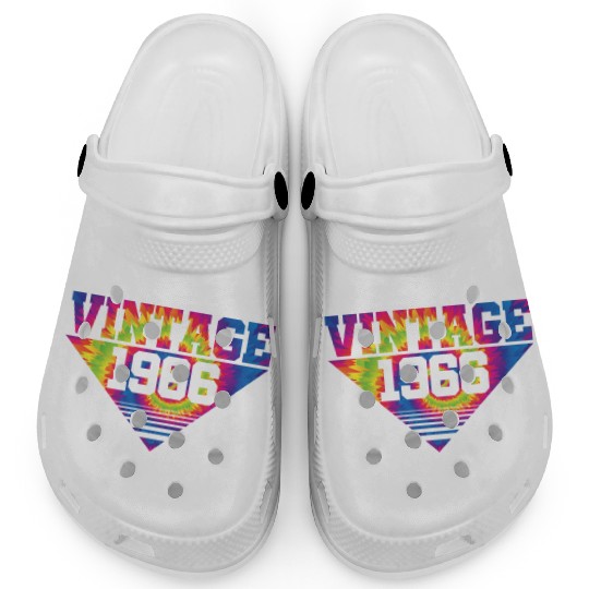 Vintage 1966 Tie Dye Splash Color Triangle Clogs