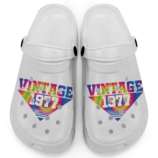 Vintage 1977 Tie Dye Splash Color Triangle Clogs
