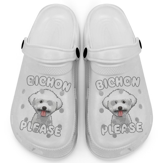 Bichon Please Bichon Frise Dog Lover Funny Pun Clogs