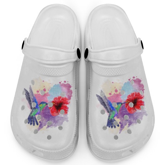 Pretty Bird Animal Hibiscus Flower Hummingbird Clogs