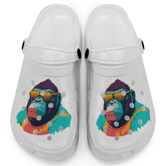 Cool Gorilla with trendy sunglasses illustration Clogs