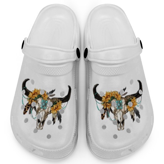 Bull Skull And Sunflowers Clogs
