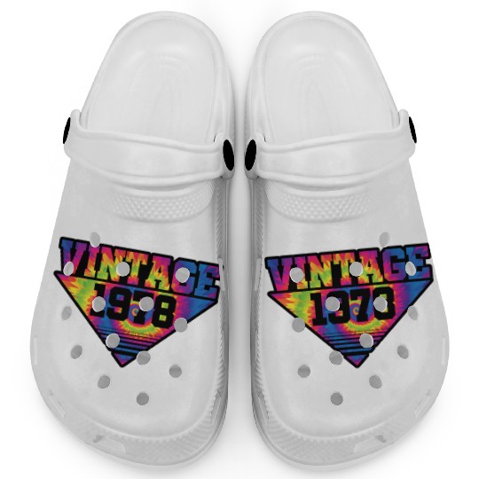 Vintage 1978 Tie Dye Splash Color Triangle Clogs