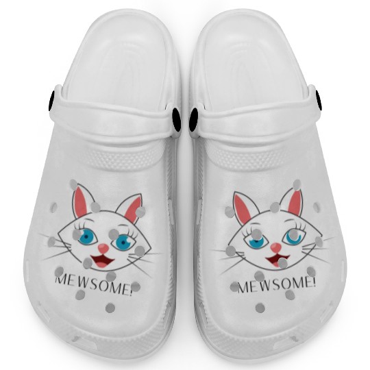 Mewsome White Cat Face Clogs