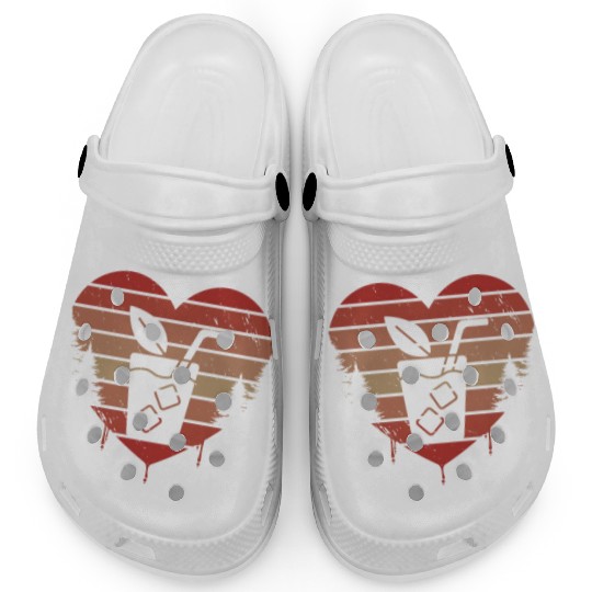Cute Red Vintage Heart Sweet Tea Valentine Day Clogs