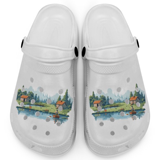 Fisherman Nature 8-bit style Clogs