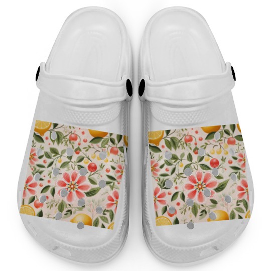 Lemon Pink Floral Detailed Summer Collection 03 Clogs
