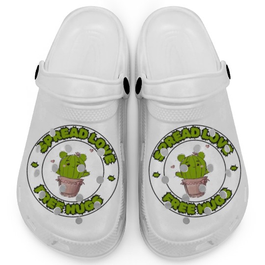 Spread Love Free Hugs Funny Cactus in a Pot Clogs