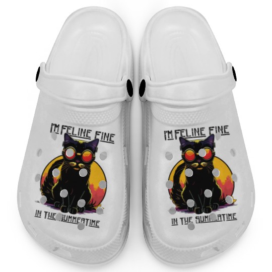 FELINE Fine | Cat Lover Summer Animal Beach Party Clogs