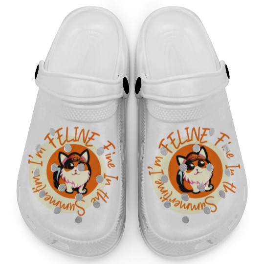 I'm FELINE Fine | Cat Lover Summer Animal Party Clogs