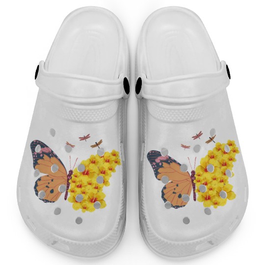 Butterfly with a Hibiscus Wing Clogs