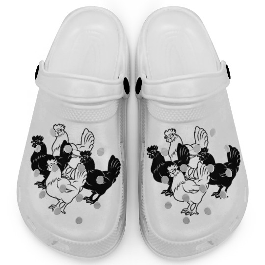 Chickens two dark and two light chickens Clogs