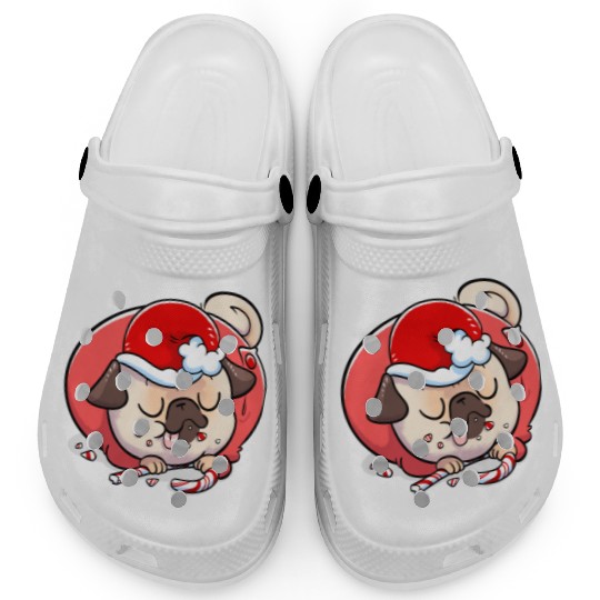 Pug Elf Candy Cane Clogs