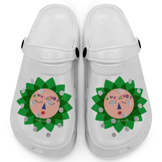 Cute Colorful Frida Kahlo Portrait Mexican Sun Clogs