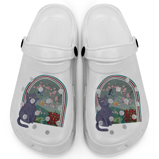 Cherry Blossom Clogs, Cherry Blossom Cat Vintage