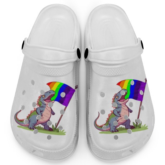 Funny Dinosaur LGBT Community Pride Lesbian Gay Clogs
