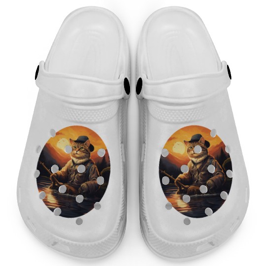 Cat On Fish Cat Fisherman Clogs