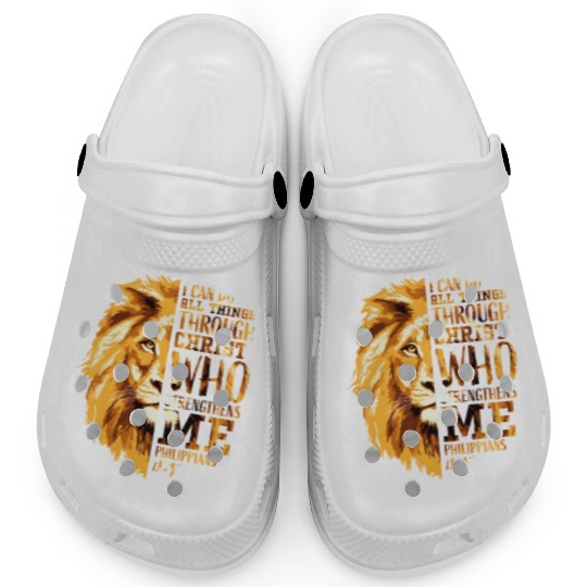 Philippians 413 Christian Bible Verse Lion Husband Clogs