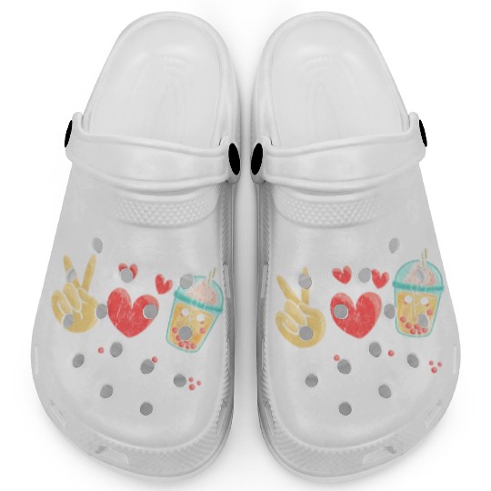 Peace Love Boba Tea Clogs
